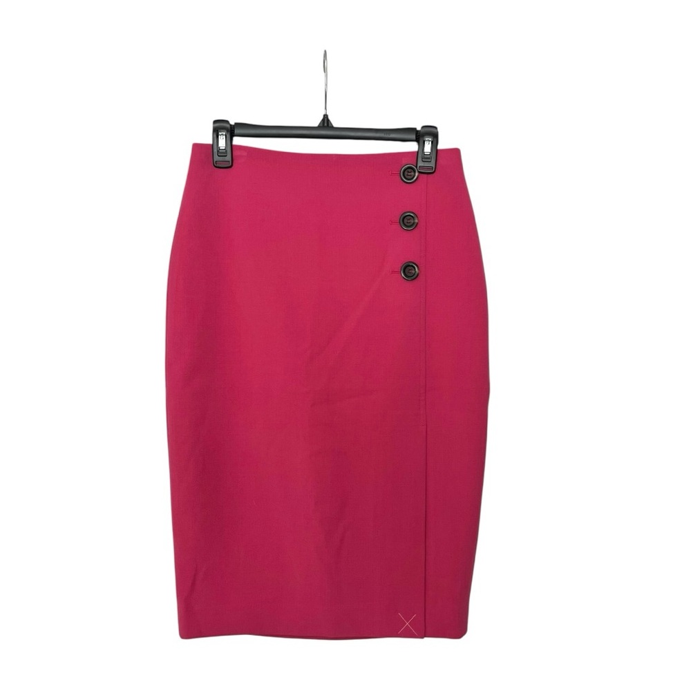 NWT Ann Taylor pink skirt with faux button detail and front off center slit